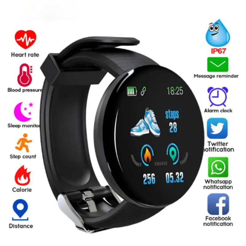 Цифровые Светодиодные электронные смарт-наручные часы Smart Sport Watch, совместимые с Bluetooth, пульсометр, датчик артериального давления, фитнес-трекер Изображение 3