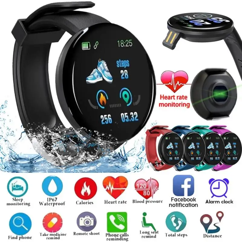 Цифровые Светодиодные электронные смарт-наручные часы Smart Sport Watch, совместимые с Bluetooth, пульсометр, датчик артериального давления, фитнес-трекер Изображение 5