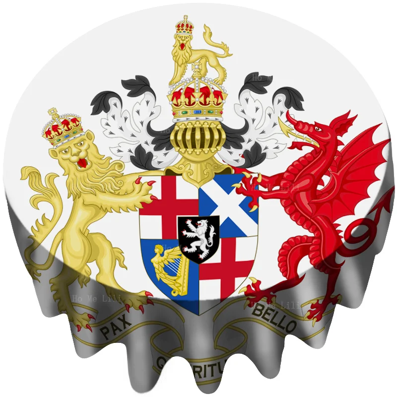 Королевский герб и знак, Портрет Желтого Льва и Красного Дракона, круглая скатерть от Ho Me Lili для декора столешницы Изображение 0