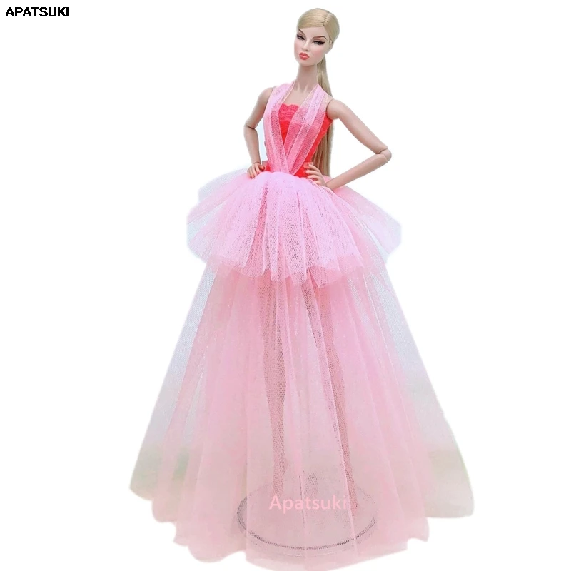 Розовые лоскутные многослойные свадебные платья для Барби, одежда, модные наряды для кукол, платье 1/6, аксессуары для кукол BJD, детские игрушки Изображение 0