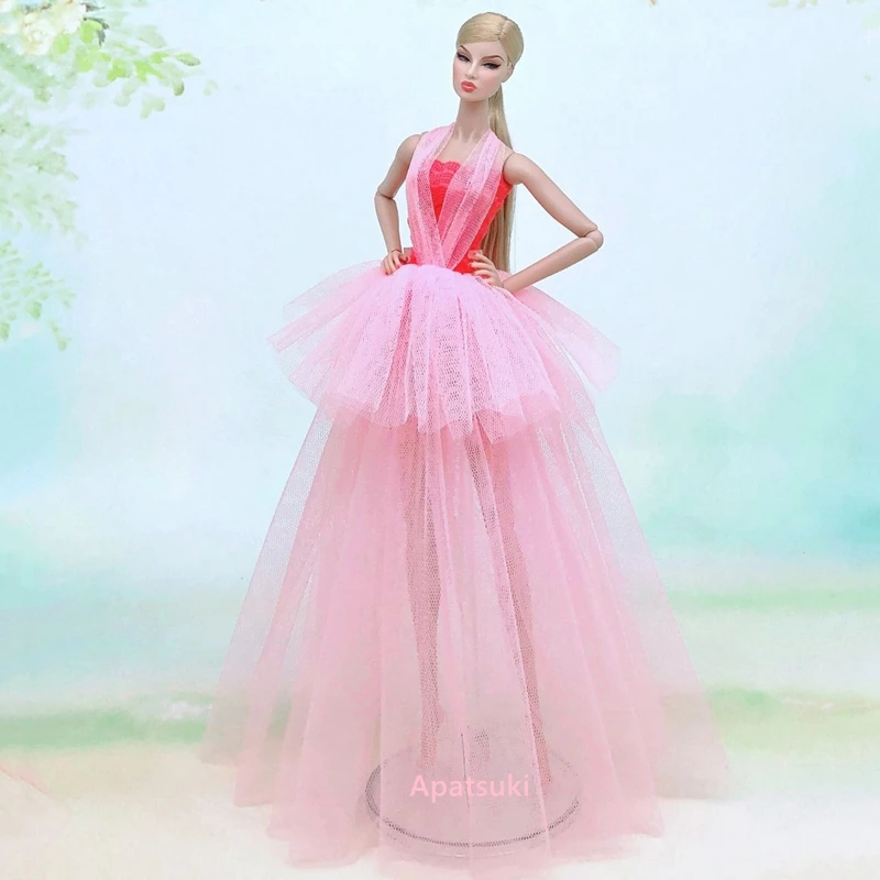 Розовые лоскутные многослойные свадебные платья для Барби, одежда, модные наряды для кукол, платье 1/6, аксессуары для кукол BJD, детские игрушки Изображение 1