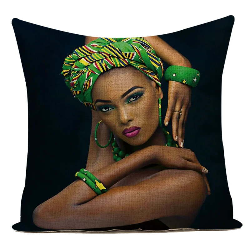 Ретро-наволочка Африканская Женщина Для гостиной, Наволочки для дивана, Чехлы для подушек, красочные Наволочки для домашнего декора Изображение 1