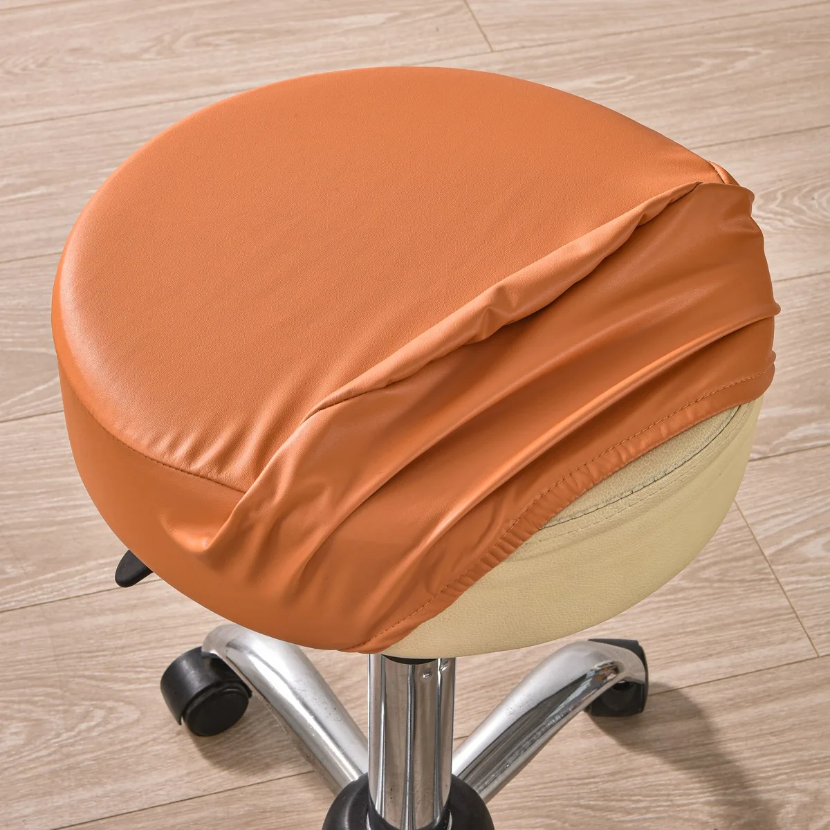 Полиуретановый утолщенный круглый чехол для стула, водонепроницаемый пылезащитный чехол для барного стула, чехол для домашнего ресторана, протектор для стула для банкета в отеле Изображение 3
