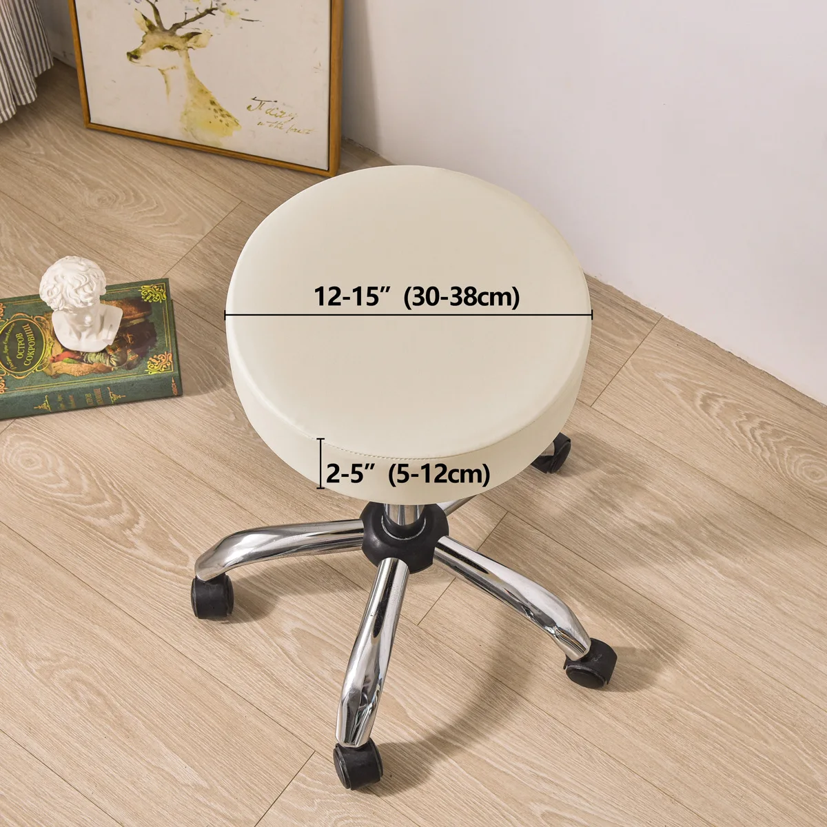 Полиуретановый утолщенный круглый чехол для стула, водонепроницаемый пылезащитный чехол для барного стула, чехол для домашнего ресторана, протектор для стула для банкета в отеле Изображение 5