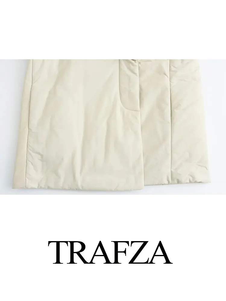 TRAFZA 2023, женские Модные Зимние пальто, Тренд, V-образный вырез, Свободный Длинный Кардиган, пальто, Женская Винтажная Повседневная верхняя одежда, женская куртка Изображение 3
