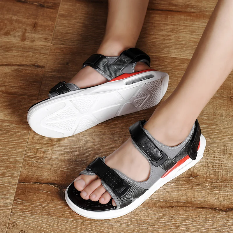 Летние повседневные мужские сандалии, модная пляжная обувь, удобные нескользящие быстросохнущие тканевые сандалии, износостойкие тапочки на воздушной подушке Изображение 3