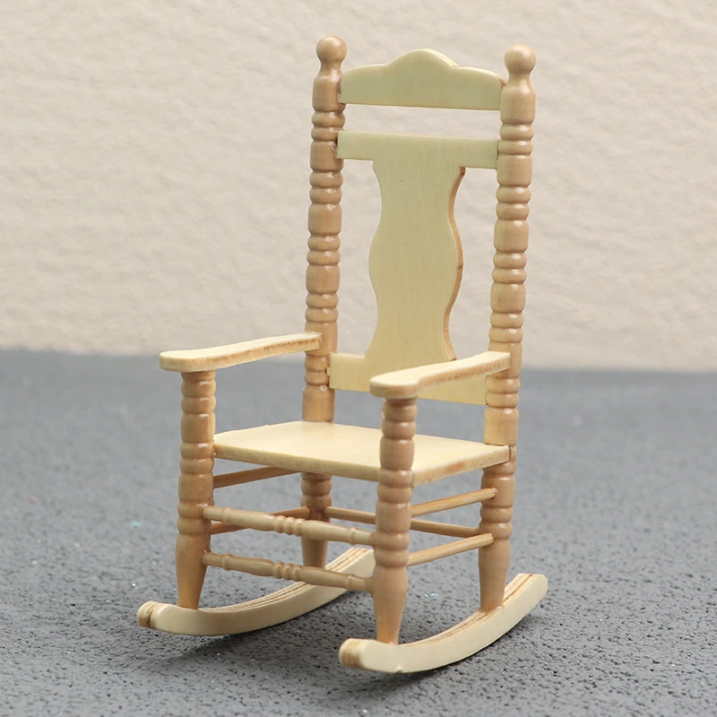 1 шт. Кукольный домик в миниатюре, имитирующий Деревянную мебель, кресло-качалка, модель Игрушечного кукольного домика, Аксессуары для украшения своими руками Изображение 2