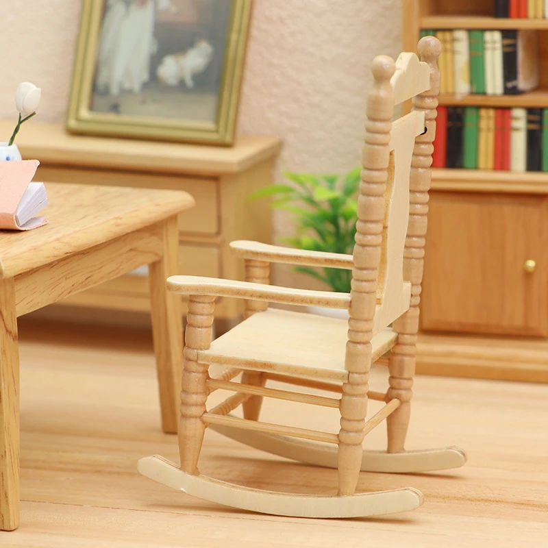 1 шт. Кукольный домик в миниатюре, имитирующий Деревянную мебель, кресло-качалка, модель Игрушечного кукольного домика, Аксессуары для украшения своими руками Изображение 3