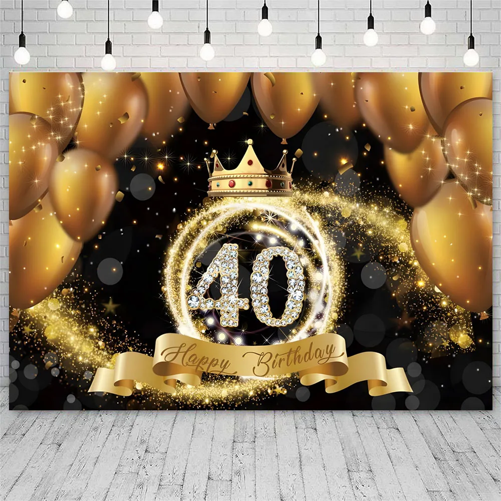 Счастливый 40-й 50-й 60-й День Рождения Фон Воздушные Шары Декор в виде роз Баннер Фотостудия Женская фотография Звезда Семейная вечеринка Празднование Изображение 1
