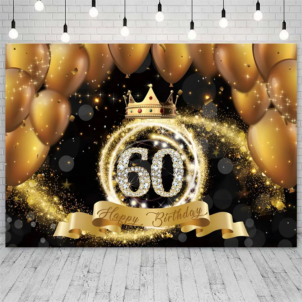 Счастливый 40-й 50-й 60-й День Рождения Фон Воздушные Шары Декор в виде роз Баннер Фотостудия Женская фотография Звезда Семейная вечеринка Празднование Изображение 3