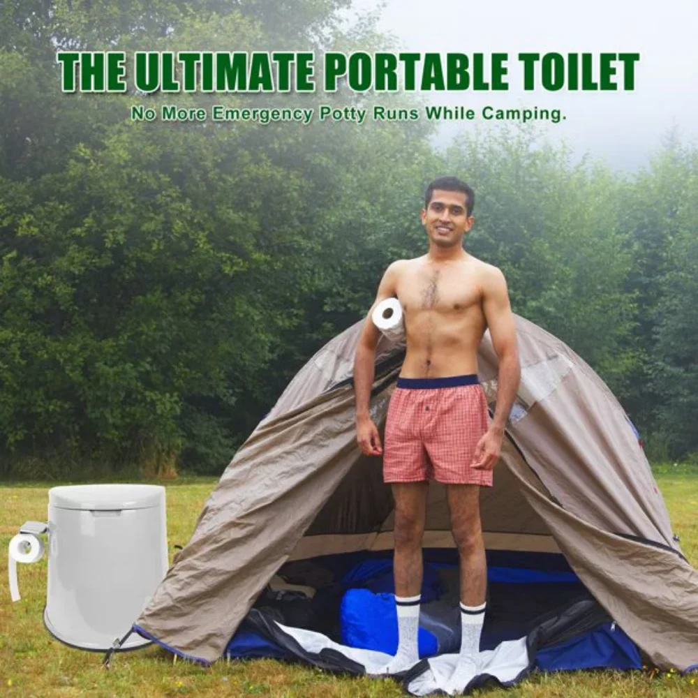 Портативный походный туалет со съемным внутренним ведром и съемным держателем для туалетной бумаги - белый, бесплатно Изображение 3
