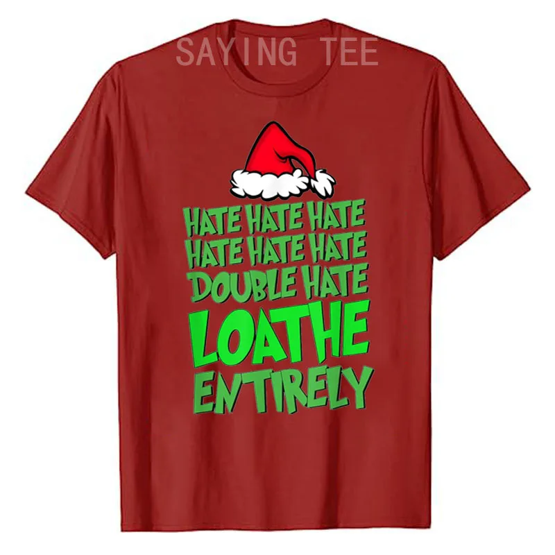 Ненависть, ненависть, Двойная ненависть, Ненависть, Забавная Рождественская футболка с Санта-Клаусом, футболка с надписью, графический наряд, Семейный праздничный топ Изображение 1