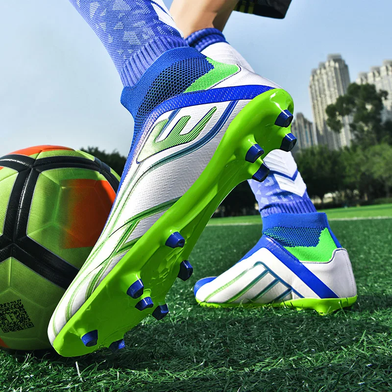 Мужская и женская футбольная обувь FG, футбольные бутсы с высокими щиколотками, мужские Бутсы для мальчиков и девочек, Подростковые бутсы для взрослых, Кроссовки для тренировочного матча на траве 36-45 Изображение 1