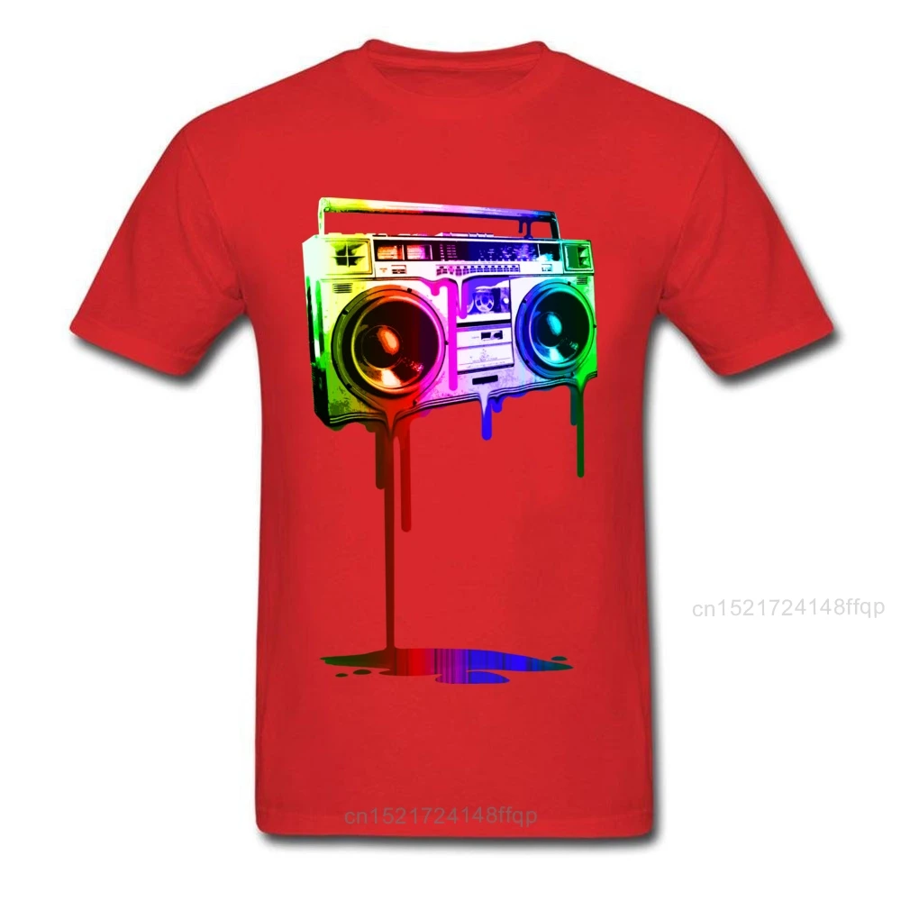Плавящиеся футболки Boombox, Мужские черные футболки, топы в стиле хип-хоп, футболки, обалденная футболка на день рождения, одежда в стиле цифровой радуги, Хлопчатобумажная ткань Изображение 2