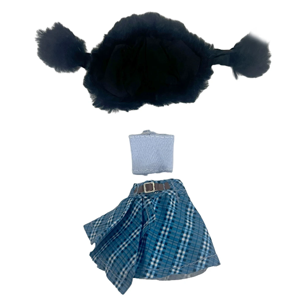 Официальный NK 1 комплект кукольной одежды для послеобеденного чаепития рубашка с воротником-стойкой + топ + маленькая юбка в клетку Для Чудовищной Высокой Куклы-ИГРУШКИ Изображение 1