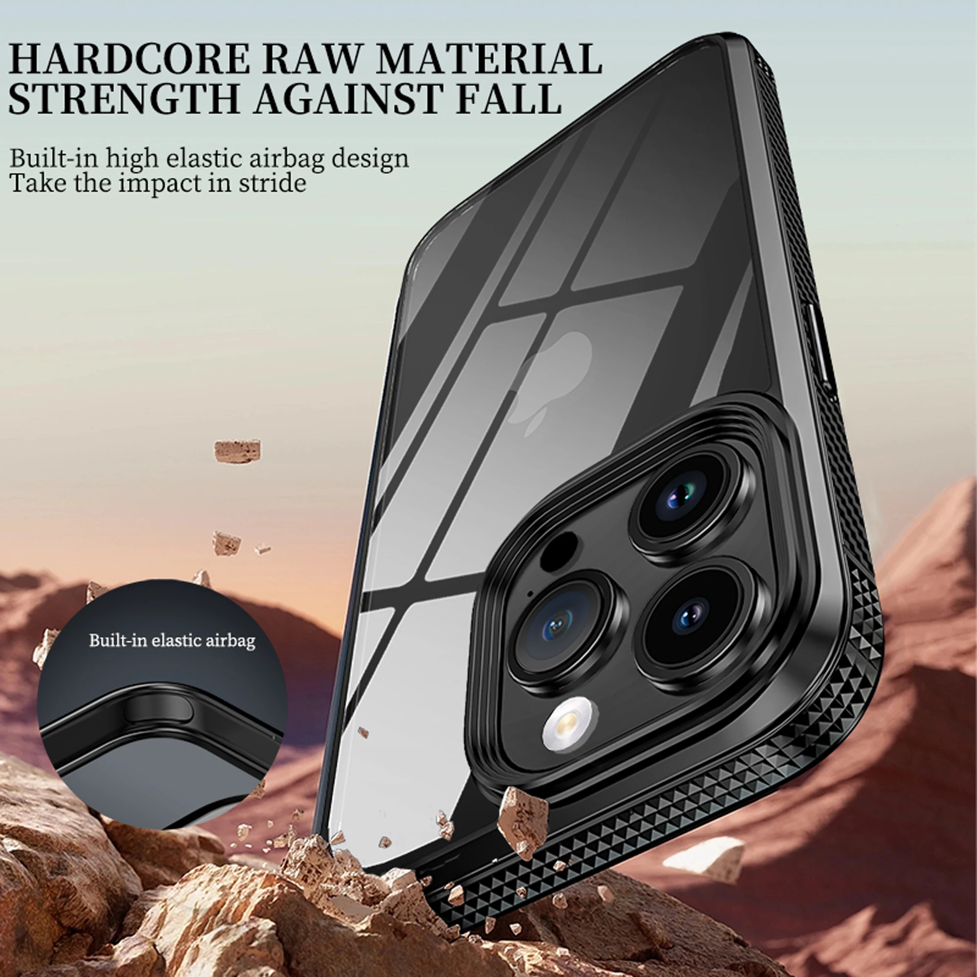 IPAKY для iPhone 15 15Plus Case 15 Pro Case Каркас из углеродного волокна HD Прозрачный противоударный чехол для iPhone 15Pro Max Case Изображение 1