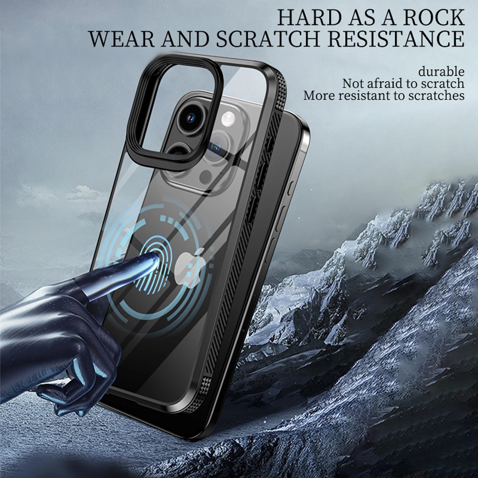 IPAKY для iPhone 15 15Plus Case 15 Pro Case Каркас из углеродного волокна HD Прозрачный противоударный чехол для iPhone 15Pro Max Case Изображение 2