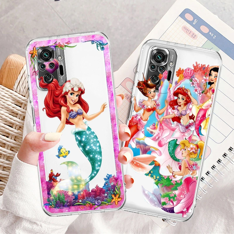 Чехол для Телефона Disney Mermaid Princess Для Xiaomi Redmi Note 11E 11S 11 11T 10 10S 9 9T 9S 8 8T Pro Plus 5G Прозрачный TPU Изображение 1